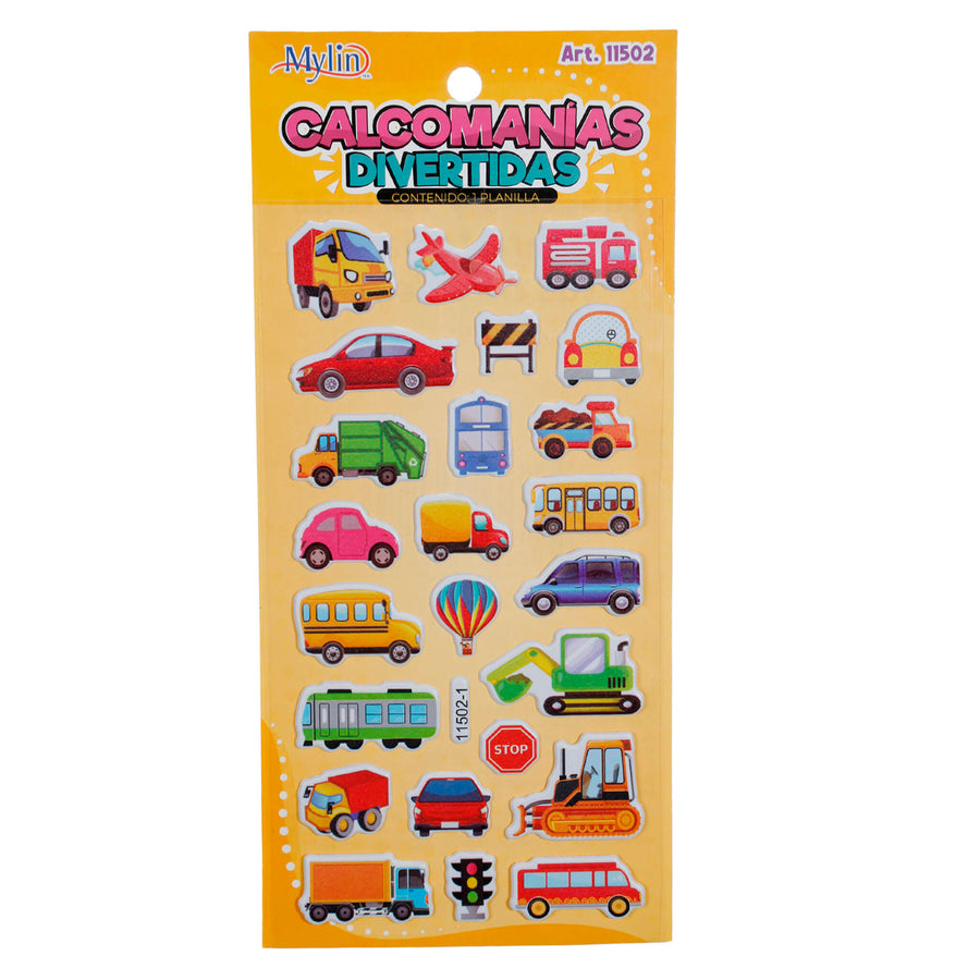 Art.11502 Calcomanía Divertida varios 18x9.5cm 1 planilla