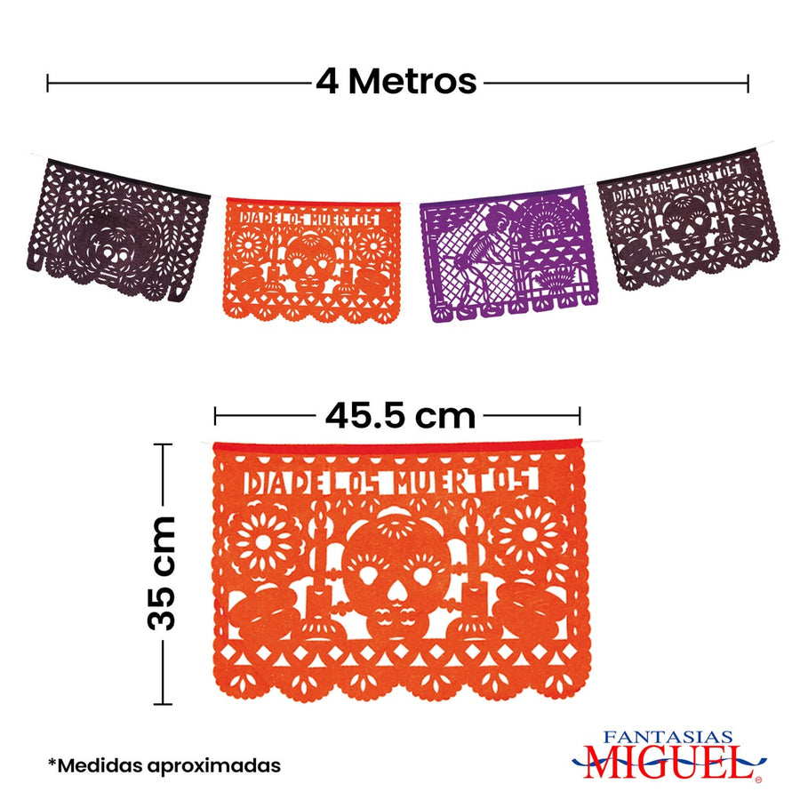 Art.4057 Guia De Papel Picado Muertos 4m 1pz