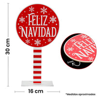 Art.5207 Letrero Navidad Con Base De Color 30x16x5cm 1pz