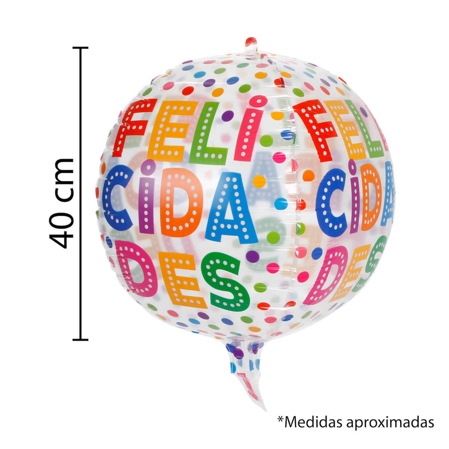 Art.6002 Globo 4D Felicidades 40cm 1pz