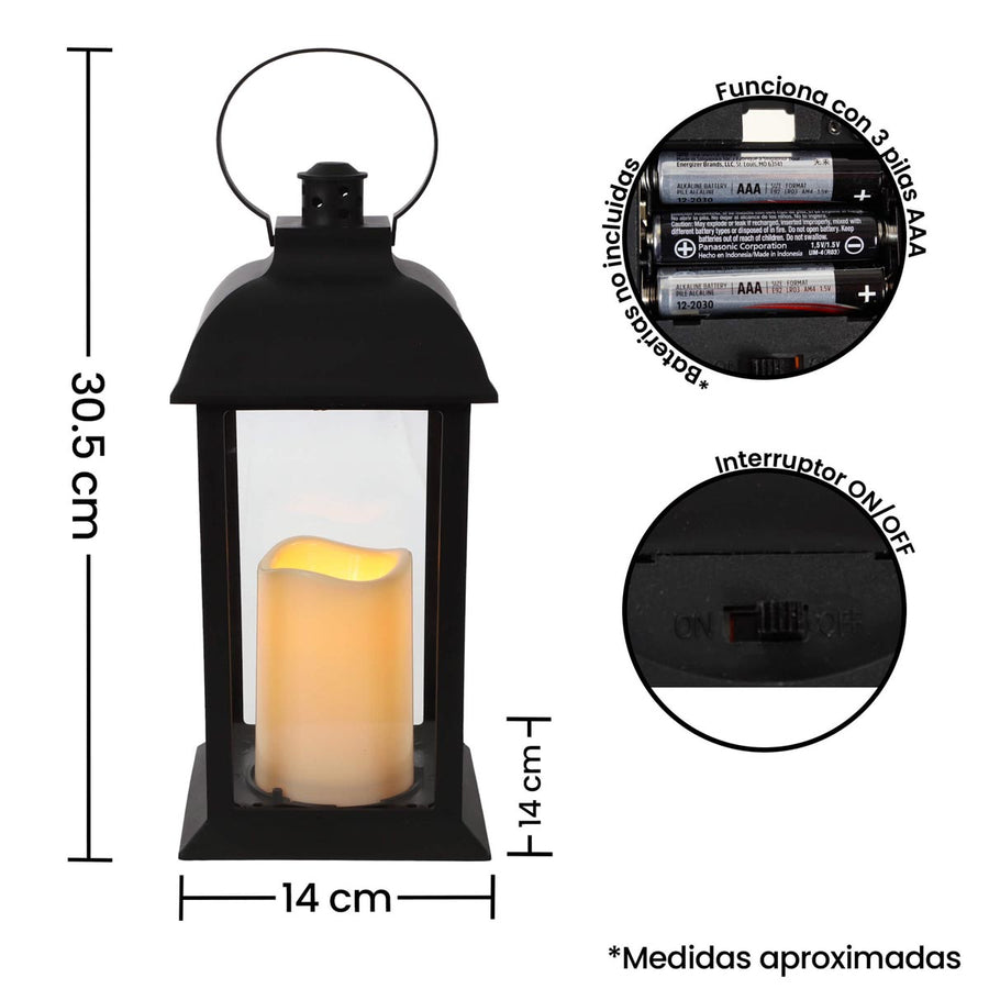 Art.7002 Quinqué Plástico Con Vela 30.5x14x14cm 1pz