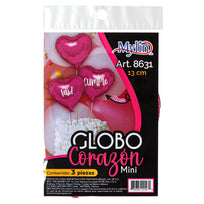 Art.8631 Globos Corazón Mini 13cm    (Aprox) 3pz