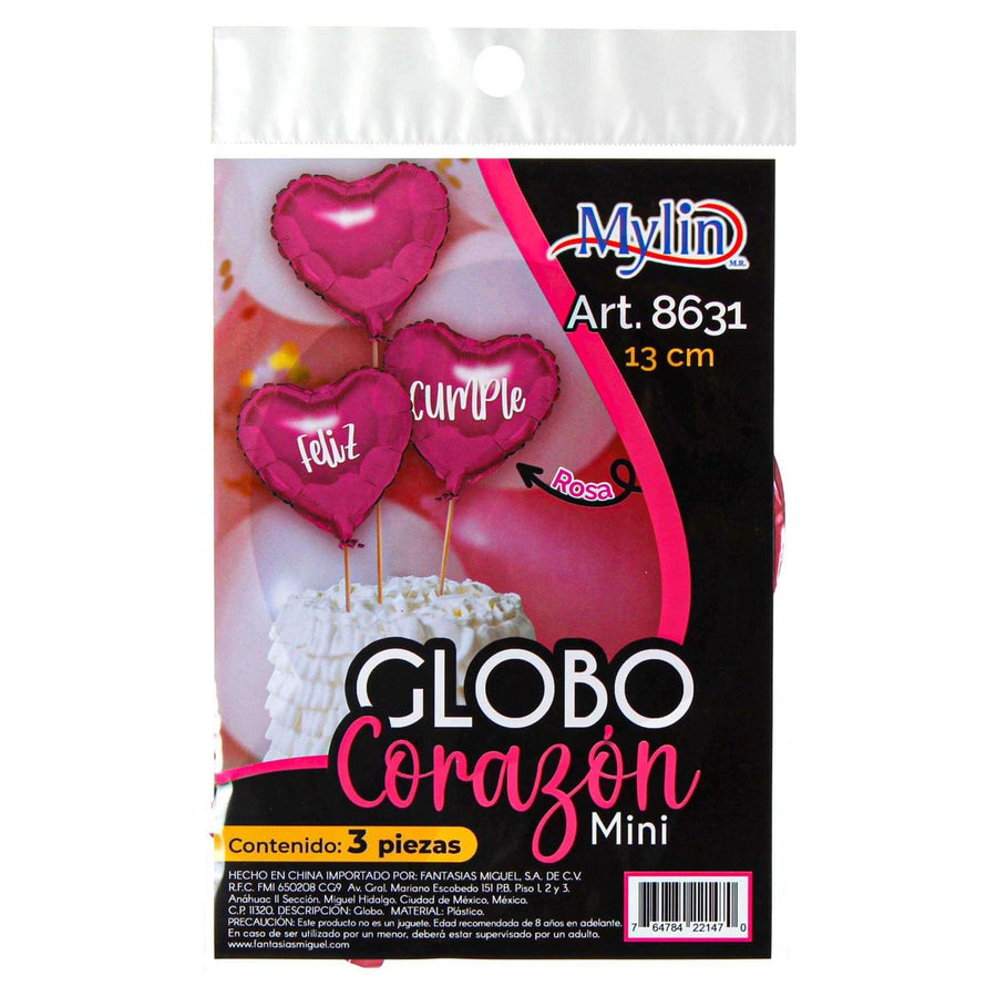 Art.8631 Globos Corazón Mini 13cm    (Aprox) 3pz