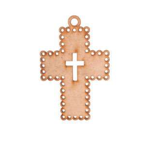 Art.4368 Llavero Cruz Contorno Madera