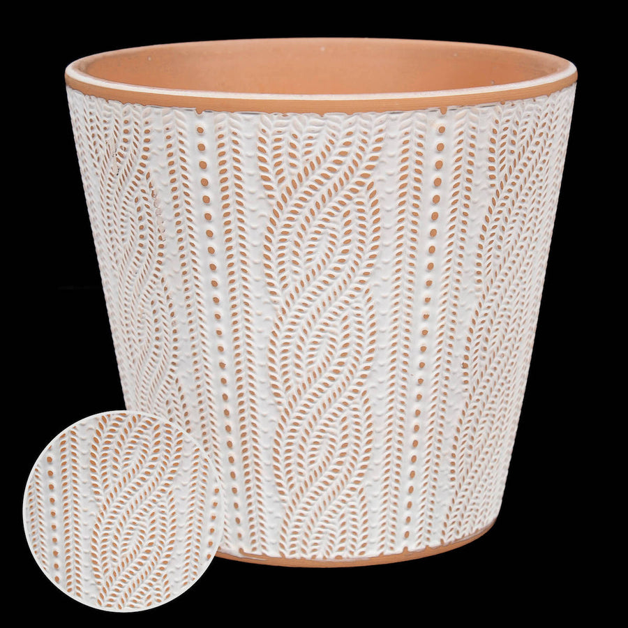 Art.599 Maceta De Barro Con Grecas 12x13cm 1pz