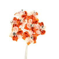 Art.9351 Ramito Flor De Satin Con Piedra x8 Flores