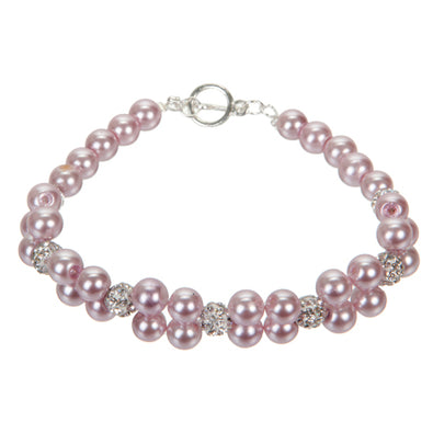 Fantasías Miguel Clave:CZ344 Pulsera Con Perla Lavanda Y Rondel Con Piedra