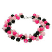 Fantasías Miguel Clave:LZ82 Pulsera De Engarces Rosa/Fiusha/Negro