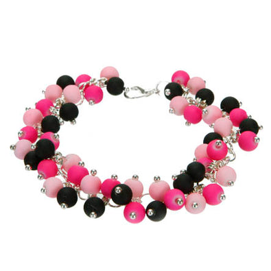 Fantasías Miguel Clave:LZ82 Pulsera De Engarces Rosa/Fiusha/Negro
