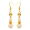 Fantasías Miguel Clave:ML1326 Aretes Marfil Oro Con Perlas Y Cristal