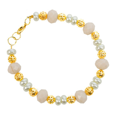 Fantasías Miguel Clave:ML1327 Pulsera Marfi Oro Con Perlas Y Cristal