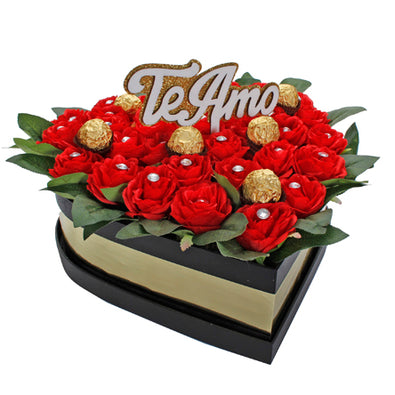 Fantasías Miguel Clave:ML3101 Arreglo Con Flores En Caja De Corazon