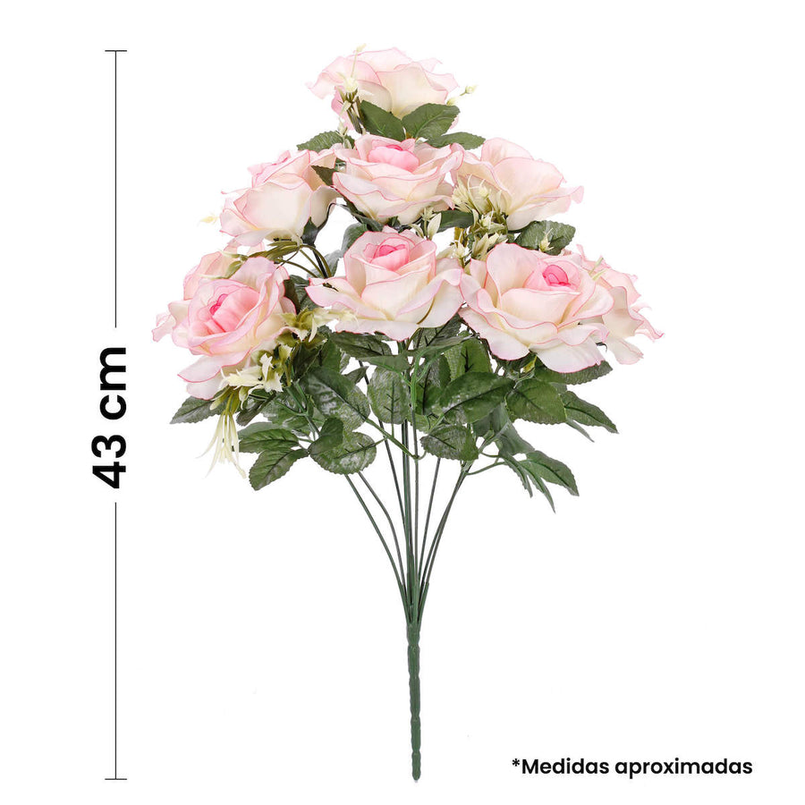 Art.10481 Ramo Rosas Con Follaje x9 43cm 1pz