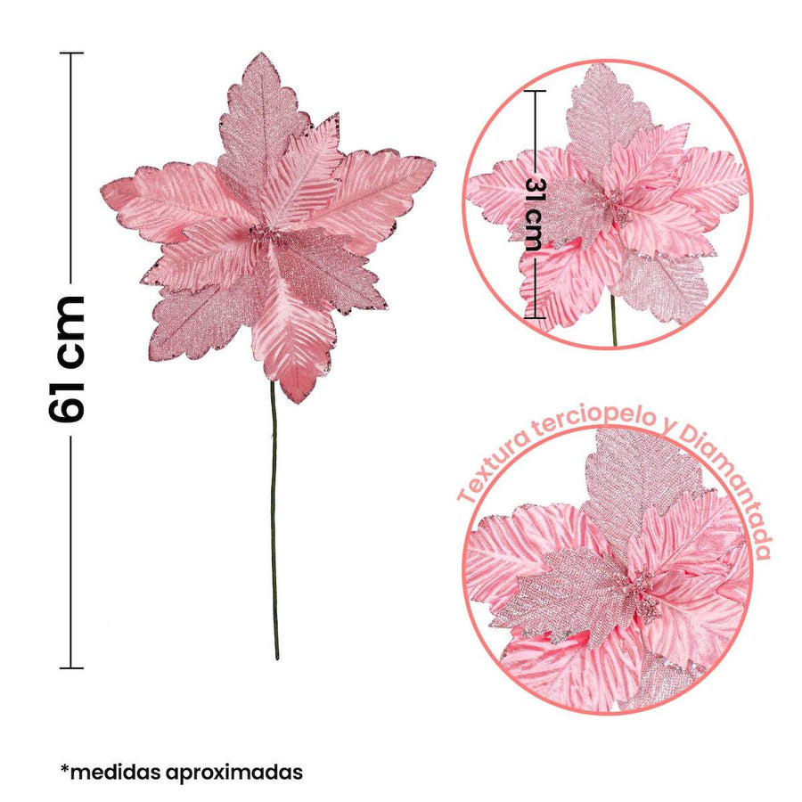 Art.1134 Vara De Nochebuena Rosa 61cm 1pz