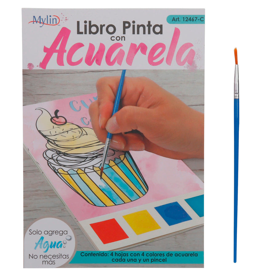 Art.12467 Libro Pinta con Acuarela    (contiene 1 pincel) 20x14cm 1pz