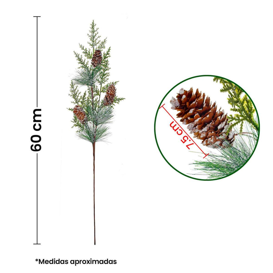 Art.1475 Vara Pino Nevado Con Piñas 76cm 1pz
