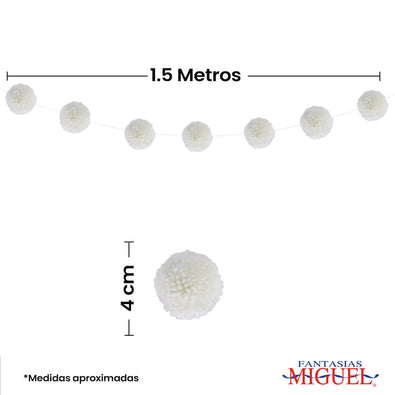 Fantasías Miguel Art.1760 Guía Pom Poms 4cm 1.5m 10pz