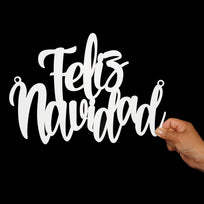 Art.5194 Letrero Navidad Clásico Blanco Chico 21x30cm 1pz