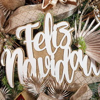 Art.5194 Letrero Navidad Clásico Blanco Chico 21x30cm 1pz