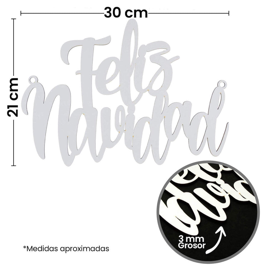 Art.5194 Letrero Navidad Clásico Blanco Chico 21x30cm 1pz