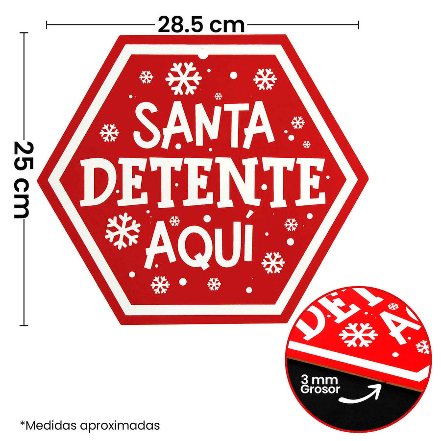Art.5232 Letrero Santa Detente Mediano Color 25x28.5cm 1pz