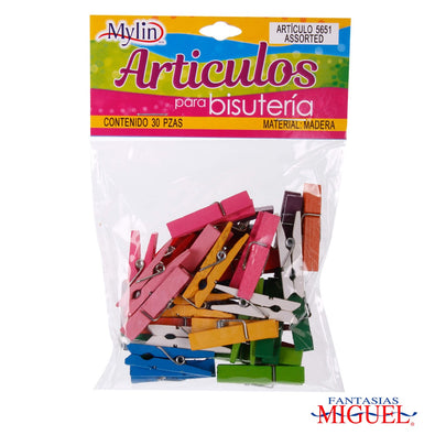 Fantasías Miguel Art.5651 Pinza De Madera Colores Surtidos 3.5cm 30pz