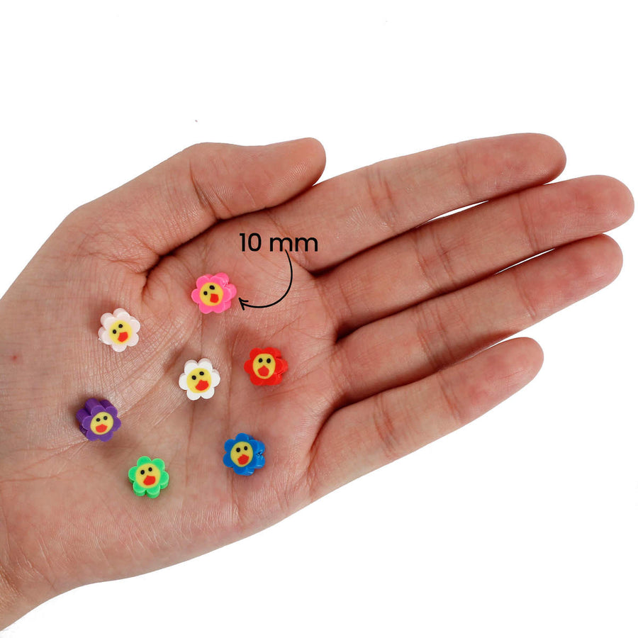 Art.6176 Cuentas Flor Feliz 10mm Hilo 40cm  (Aprox 43pz)