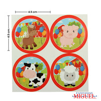 Art.6684 Calcomanía Círculo Granja 4.5x4.5cm 12pz