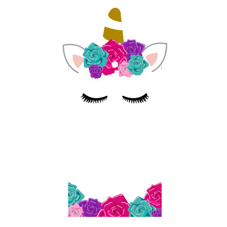 Art.6953 Etiqueta Unicornio con flores