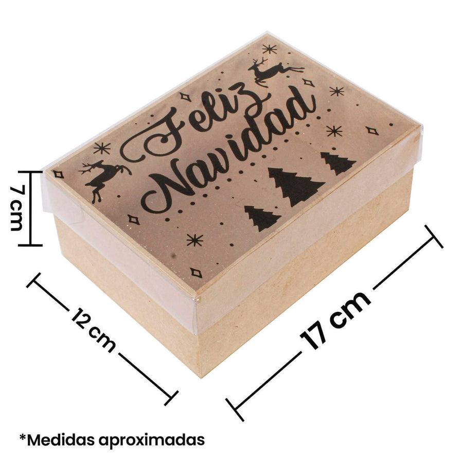 Art.7869 Caja Feliz Navidad Renos 7x17x12cm 1pz