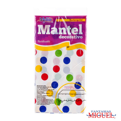 Fantasías Miguel Art.8379 Mantel Plástico Rectangular Puntos 1.38x2.76m 1pz