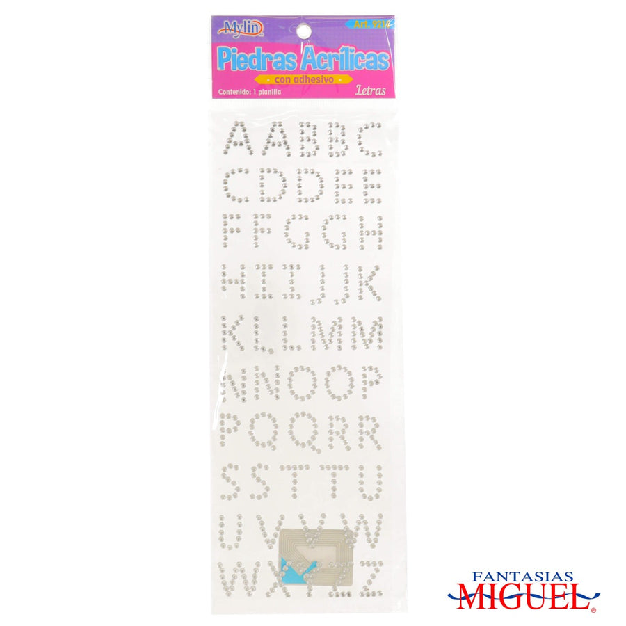 Art.9218 Piedras Acrílicas Con Adhesivos Letras (aprox 50pz)  1 Planilla
