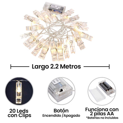 Fantasías Miguel Art.950 Serie Clips Led x20 2.2m 1pz