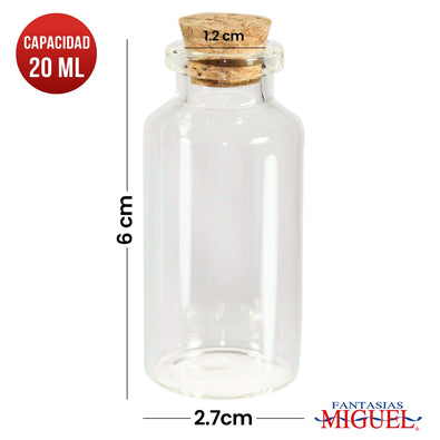 Fantasías Miguel Art.987 Botellita De Cristal Con Tapa aprox. 20ml 6x2.7cm 6pz