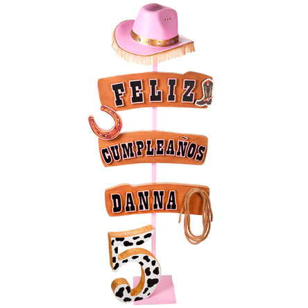 Letrero Feliz Cumpleaños Fiesta Vaquera