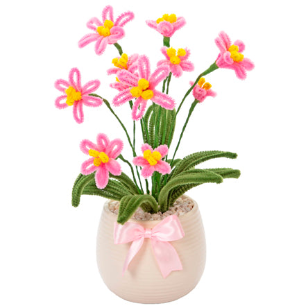 Arreglo Con Flores De Chenille Rosa