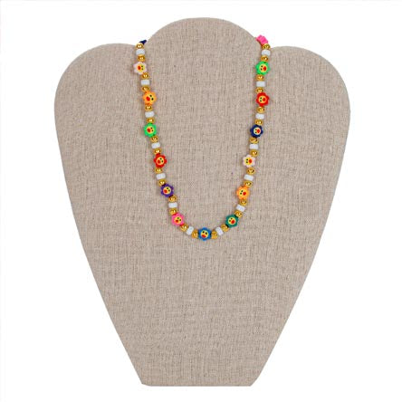 Collar Con Cuentas De Flores