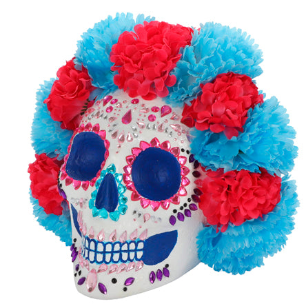 Craneo Con Flores Azules