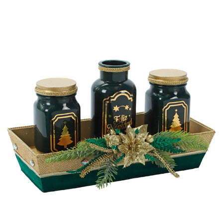 Frascos Navideños Verde-Oro