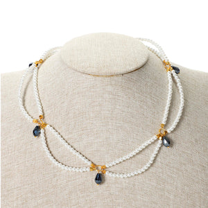 Collar De Perlas Y Cristal Negro