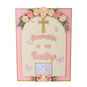 Letrero Bautizo Rosa-Champagne