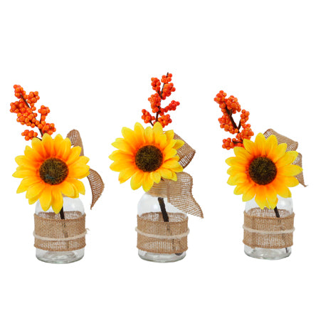 Juego De 3 Frascos Con Girasol