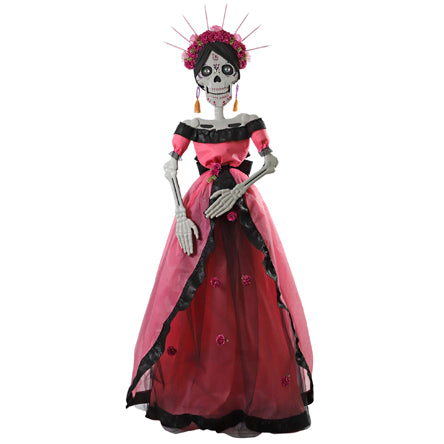 Catrina Con Vestido Rosa Y Flores