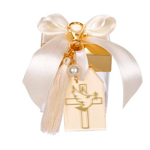 Llavero Con Borla Marfil