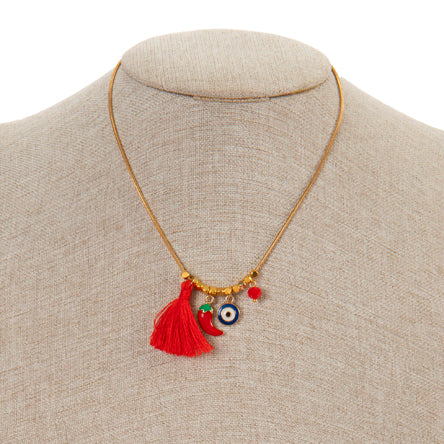 Collar Con Borla Roja