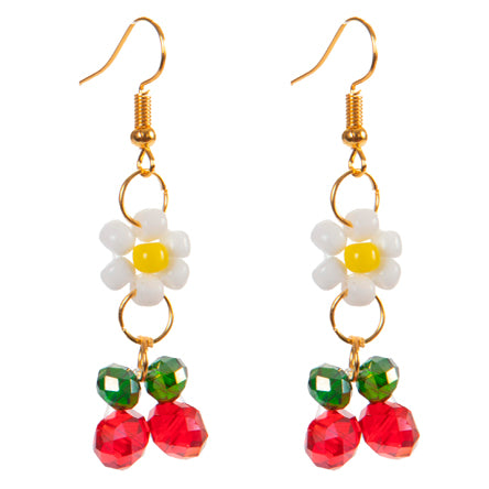 Aretes De Flor Con Cerezas