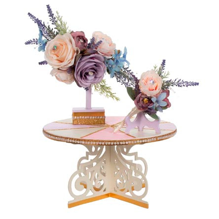 Base Con Tocado Y Corsage Boda Azul-Lila