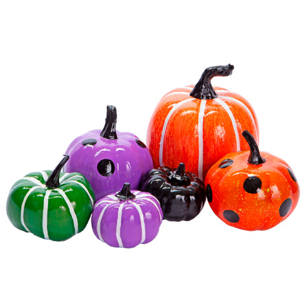 Calabazas Decorativas Halloween Naranja Y Moradas