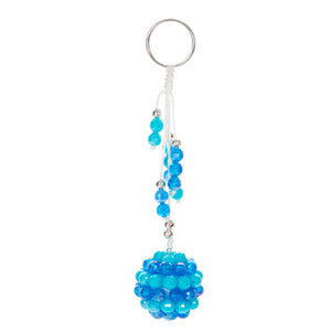 Llavero Con Cuentas Facetadas Azul