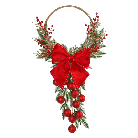Adorno Navideño Con Moño Rojo